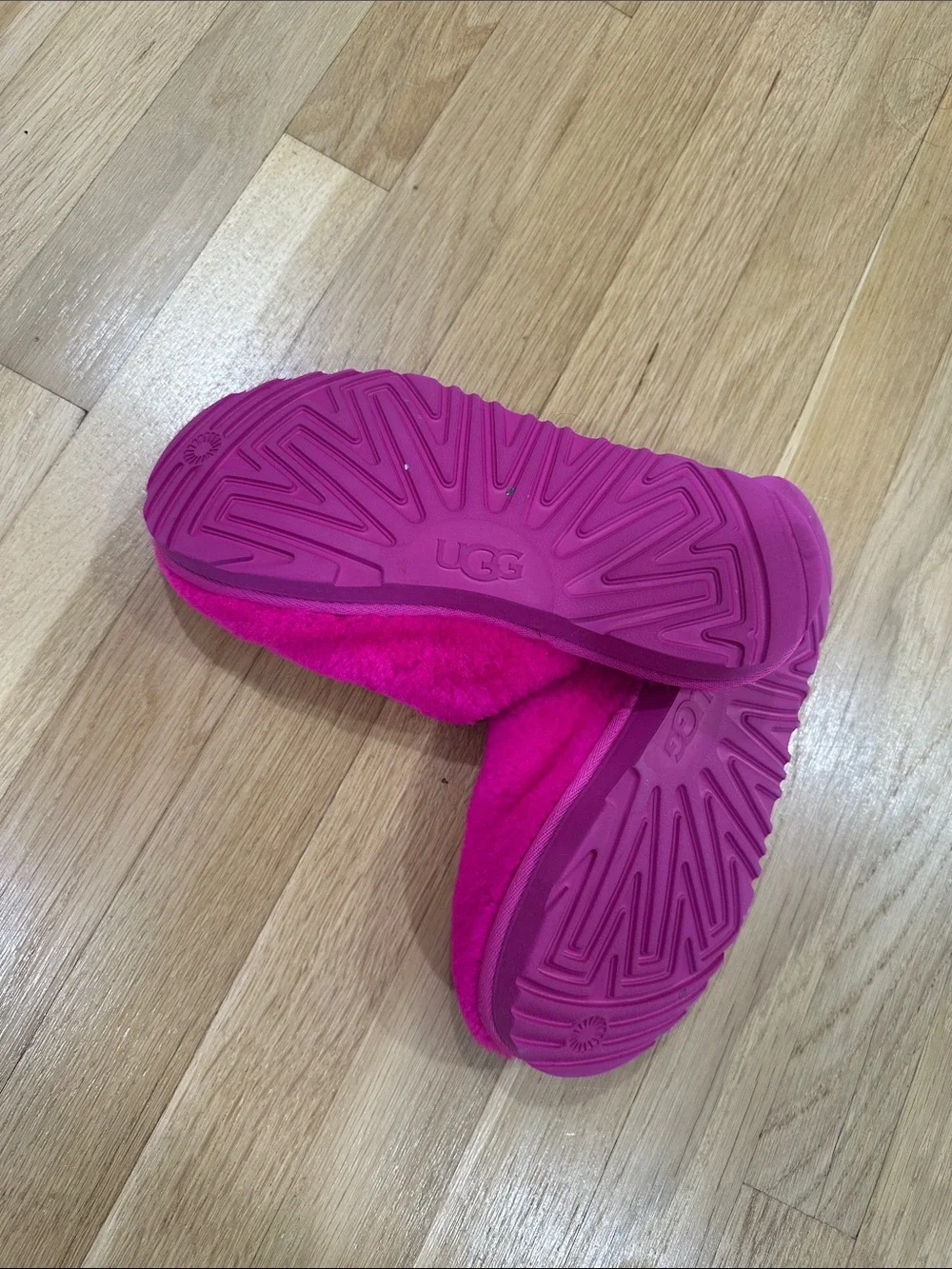 UGG Hot Pink Fuzzy Slide with Back Strap